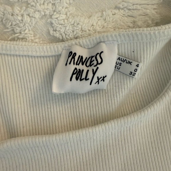 Princess Polly Cream Ribbed Tee - Picture 2 of 7